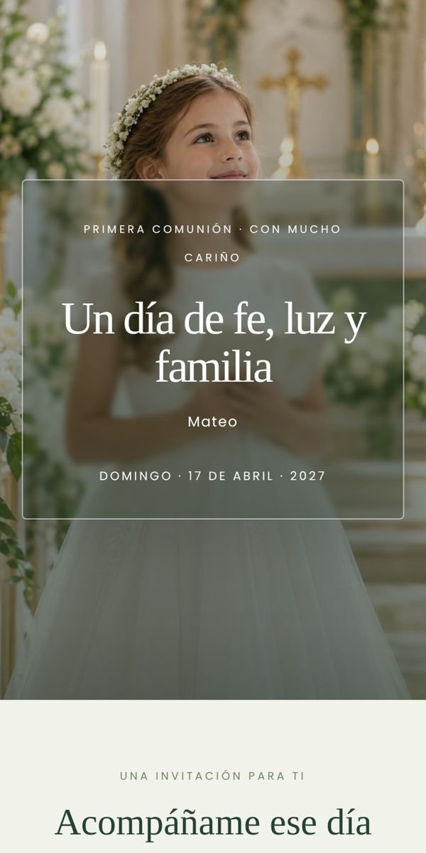 Diseño de invitación para primera comunión