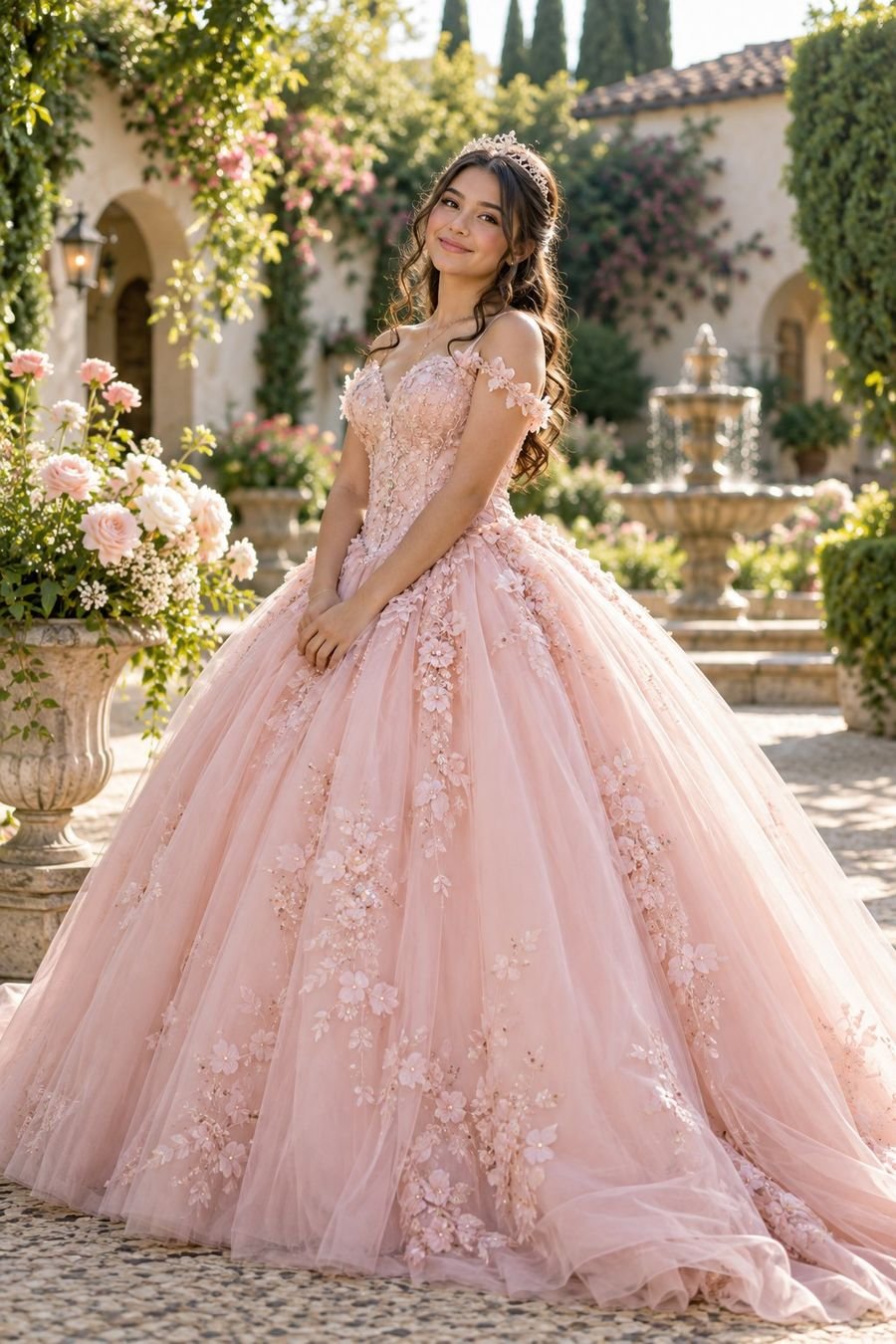 Valentina con su vestido de XV años